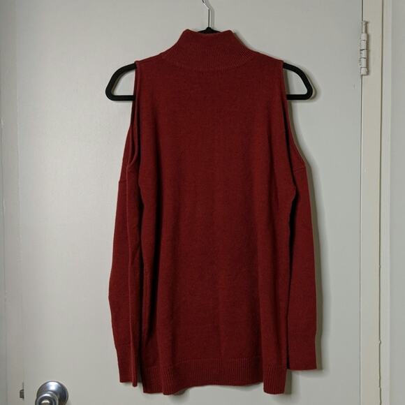 Halogen (Nordstrom) Cold Shoulder Turtleneck Sweater Red Rosewood - M - NWOT - Picture 3 of 6